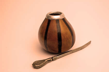 Calabash and bombilla for Yerba Mate tea の写真素材