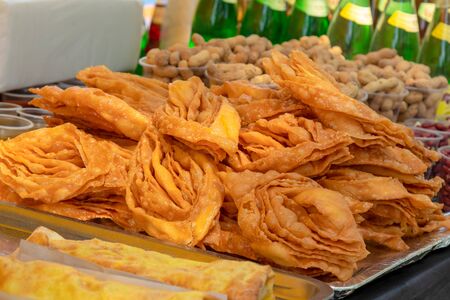 honey baklava on the counter. street food festival.