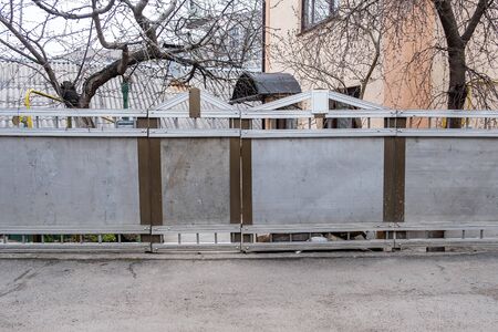 the fence and gate steel sheets. Early spring