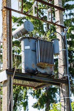 Transformer for transform high voltage electricity conversion into low voltage electricity installationの写真素材