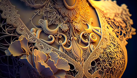 Close up view of an intricately designed piece of art. Generative AIの素材
