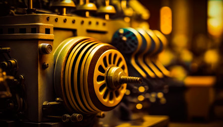 Close up of machine that is very close to the camera. Generative AI.の素材