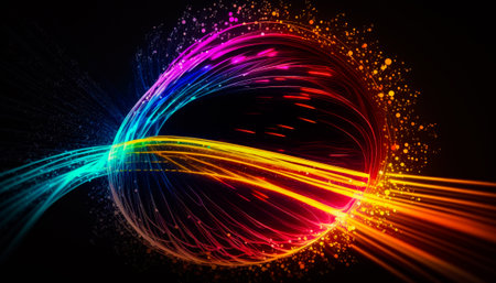 Colorful abstract background with black background. Generative AI.の素材