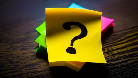 Sticky note with question mark on it. Generative AI.の素材