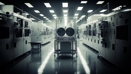 Large room filled with lots of machines. Generative AI.の素材