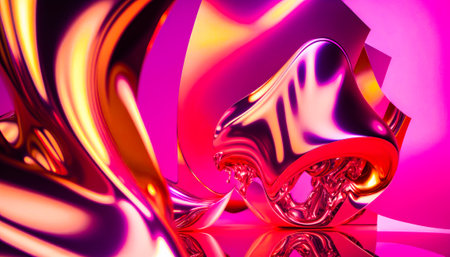 An abstract painting with pink and purple colors. Generative AI.の素材