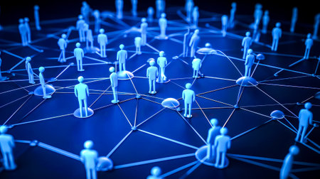 Group of people connected by network. Generative AI.の素材