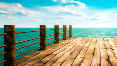 Wooden pier over the ocean - sea stock videos and royalty-free footage. Generative AI.の素材
