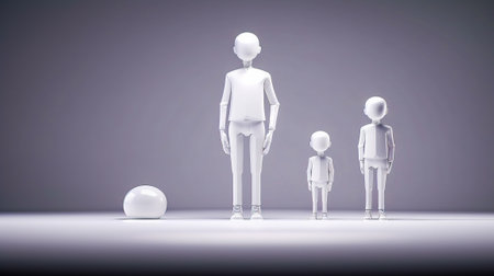 White man and two children standing next to each other. Generative AI.の素材