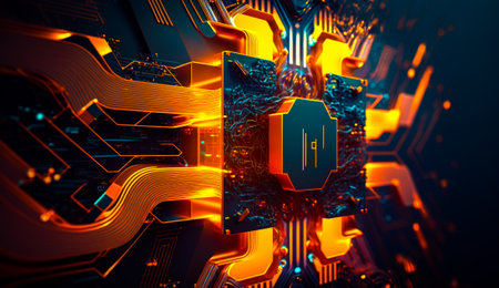 An abstract image of computer circuit board. Generative AI.の素材