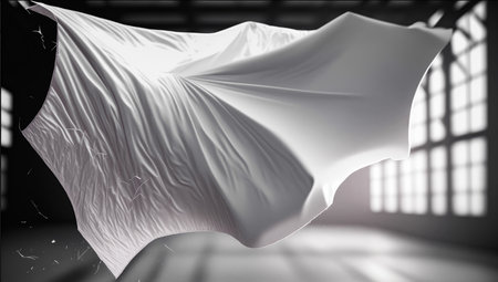 Black and white photo of white sheet. Generative AI.の素材