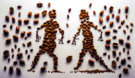 Group of people made out of nuts. Generative AI.の素材