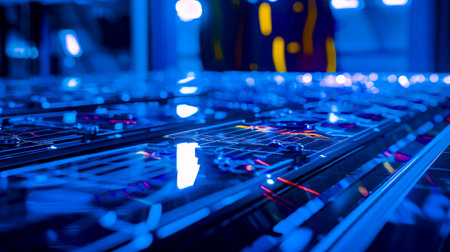 Close up of mixing board in recording studio. Generative AI.の素材