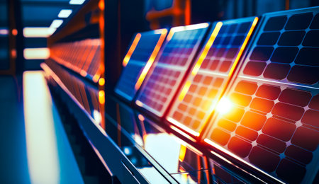 Row of benches sitting next to each other. Generative AI.の素材