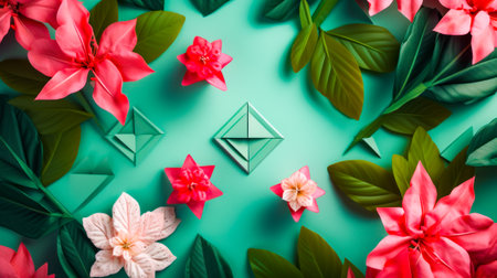 Bunch of flowers that are on the table. Generative AI.の素材