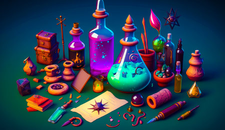 Bunch of different items that are on table. Generative AI.の素材