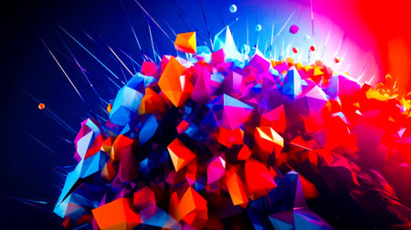 Colorful abstract painting with lots of different shapes and sizes of shapes and sizes. Generative AI.の素材