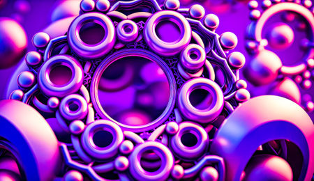 Close up of circular object with many smaller objects in the background. Generative AI.の素材