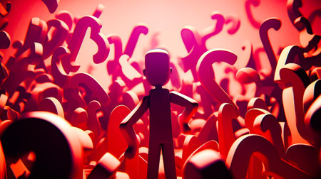 Person standing in front of lot of dollar signs in room. Generative AI.の素材