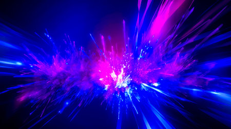 Colorful explosion of light and colors on black background with space for text. Generative AI.の素材