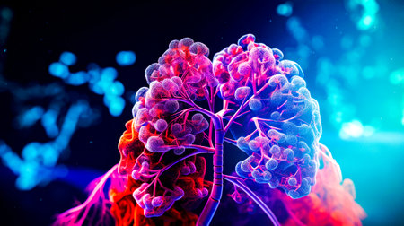 Close up of human's brain with colored smoke coming out of it. Generative AI.の素材