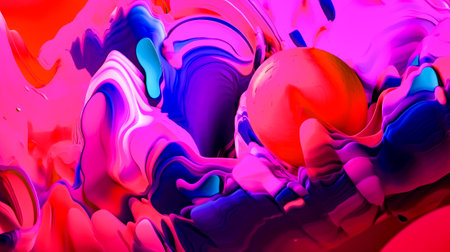 Abstract painting with red ball in the middle of the image and blue ball in the middle of the image. Generative AI.の素材