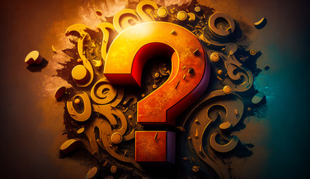 Yellow question mark with red question mark in the middle of it. Generative AI.の素材