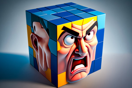 3d image of face in rub. Generative AI.の素材