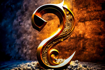 The letter s is made out of metal and is surrounded by rocks and stones. Generative AI.の素材