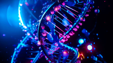 Close up of structure with many lights on it's sides. Generative AI.の素材