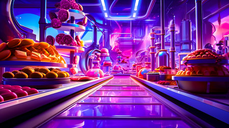 A candy factory. Generative AI.の素材
