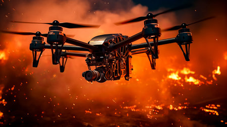 Black and white picture of fire and black and white picture of fire. Generative AI.の素材