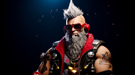 Character from the video game overwatch wearing sunglasses and red vest. Generative AI.の素材
