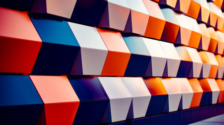 Close up of wall made up of many different colored cubes. Generative AI.の素材