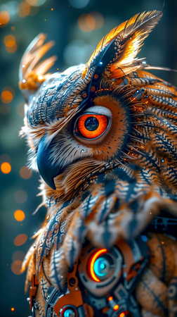 This is an artistic and stylized image of an owlの素材