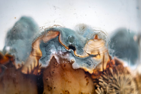 This image appears to be a close-up photograph of a natural scene possibly a plant or a fungus with a focus on the details of its surfaceの写真素材