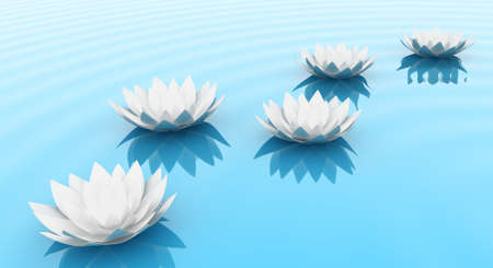 Illustration of a flowers of a lily on waterの写真素材