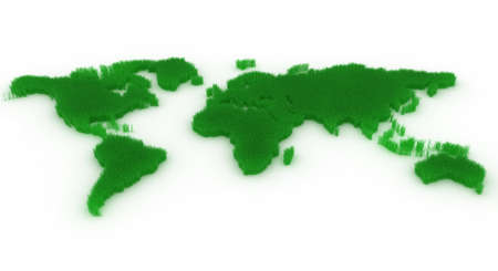 Planet map with green continents from a grassの写真素材