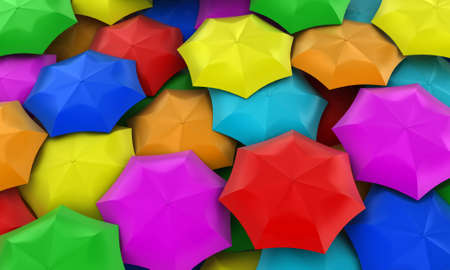 Illustration of many multicolored umbrellas collected in one placeの写真素材