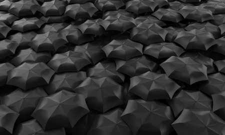 Illustration of many dark umbrellas collected in one placeの写真素材