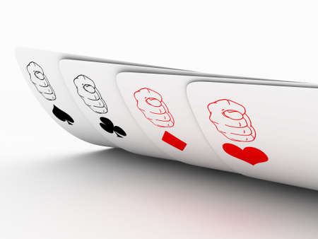 Illustration of playing cards of different colours