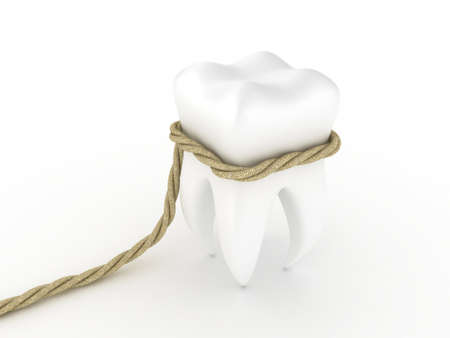 Illustration of human tooth in a loop on a white backgroundの写真素材