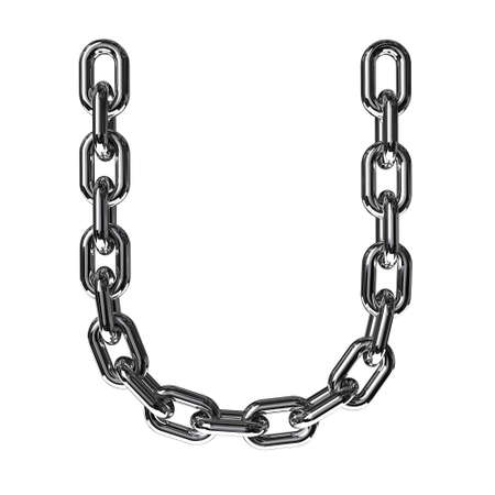 Illustration of a letter U from a chain on a white background