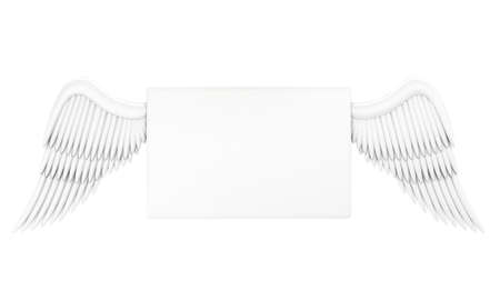 Illustration of a white message with angelic wingsの写真素材