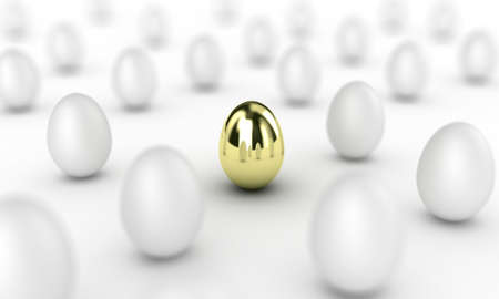 Illustration of gold egg among many white