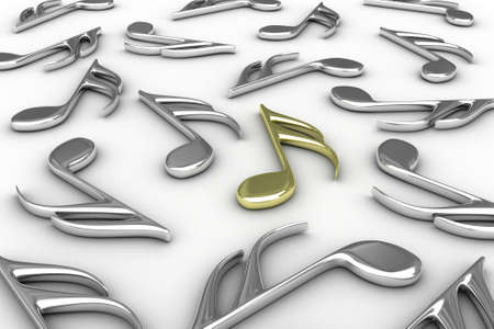 Many musical notes lies on a  white backgroundの写真素材