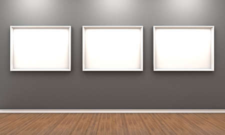 Illustration of a room with a white frames for a pictures