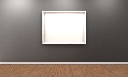 Illustration of a room with a white frame for a picture