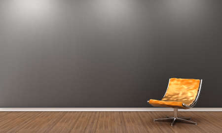 Illustration of a room with an orange armchairの写真素材
