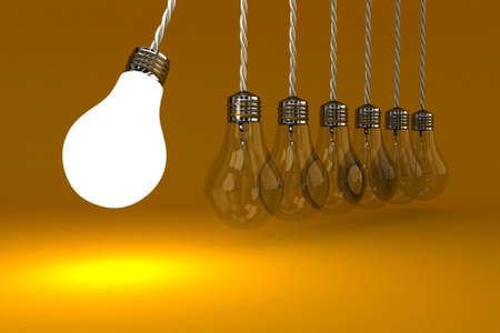 Illustration of the pendulum from lamps on a orange backgroundの写真素材